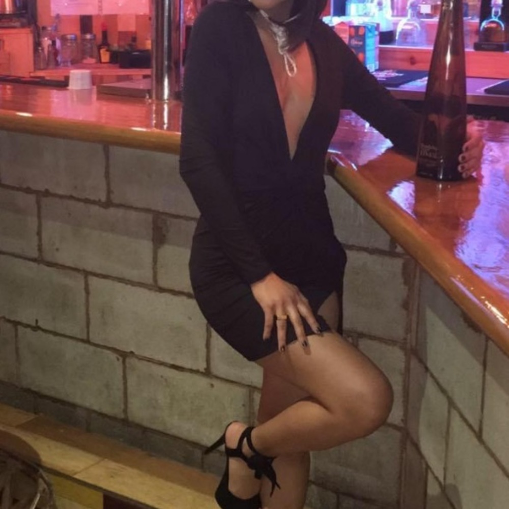 Open Chest Black Dress
